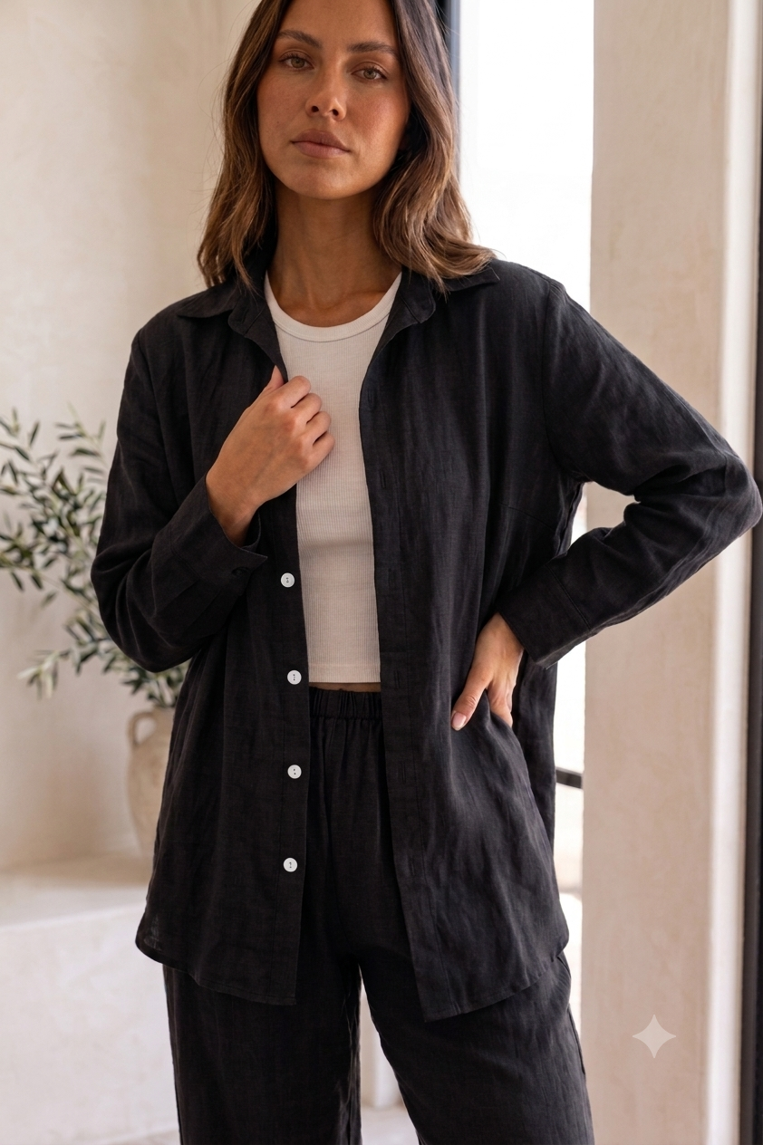 Ensemble en Lin — Noir Intemporel
