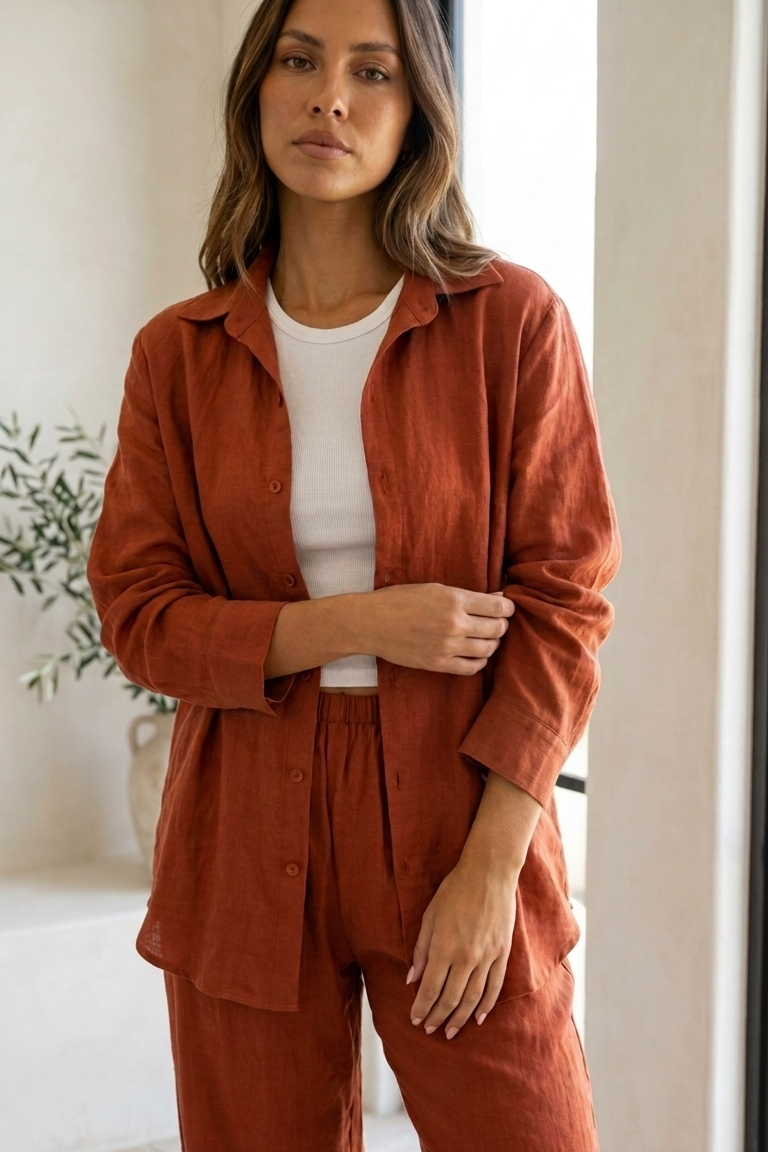Ensemble en Lin —Rouge Brique